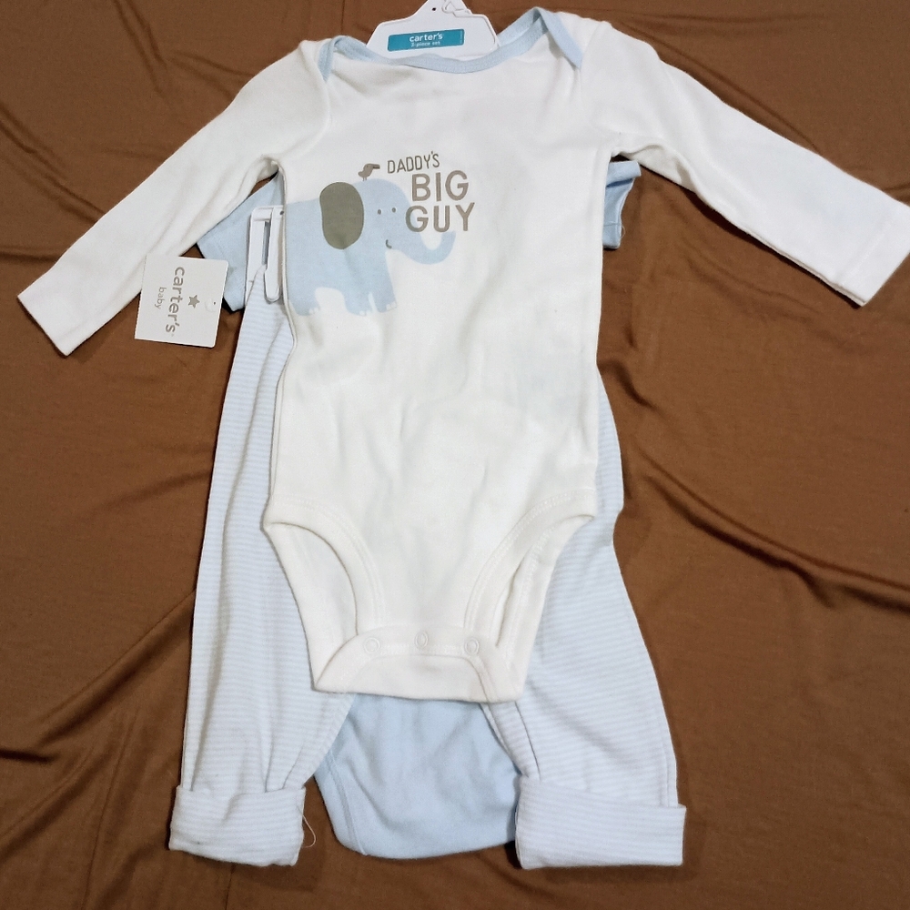 NWT Carters 3pc Elephant Baby‎ Boy Set